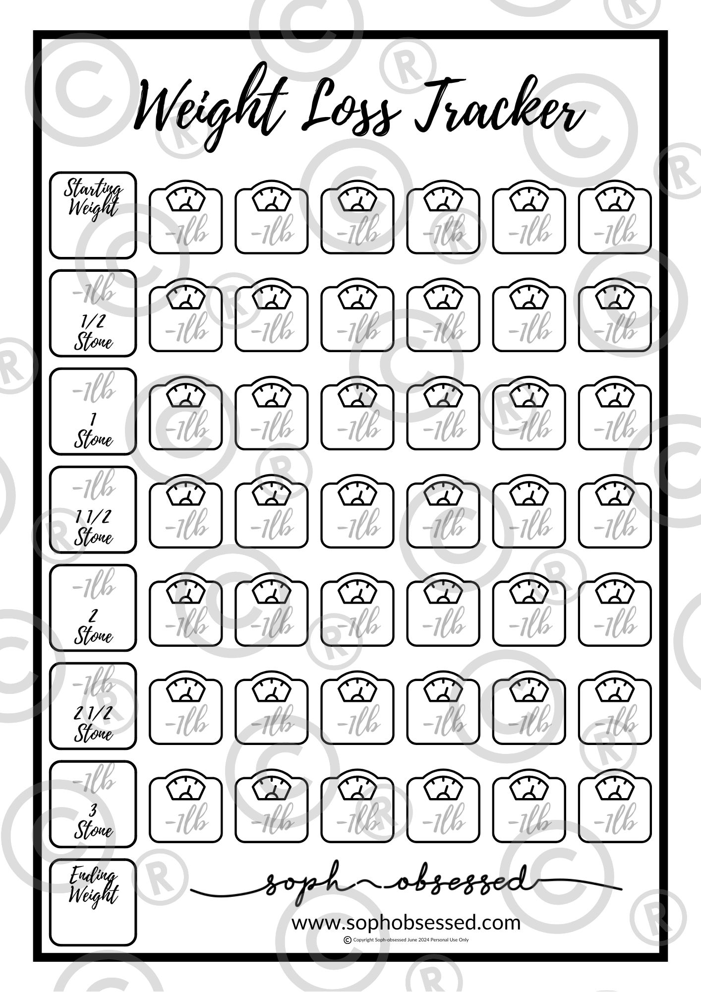 free printable weight loss tracker that works - soph-obsessed